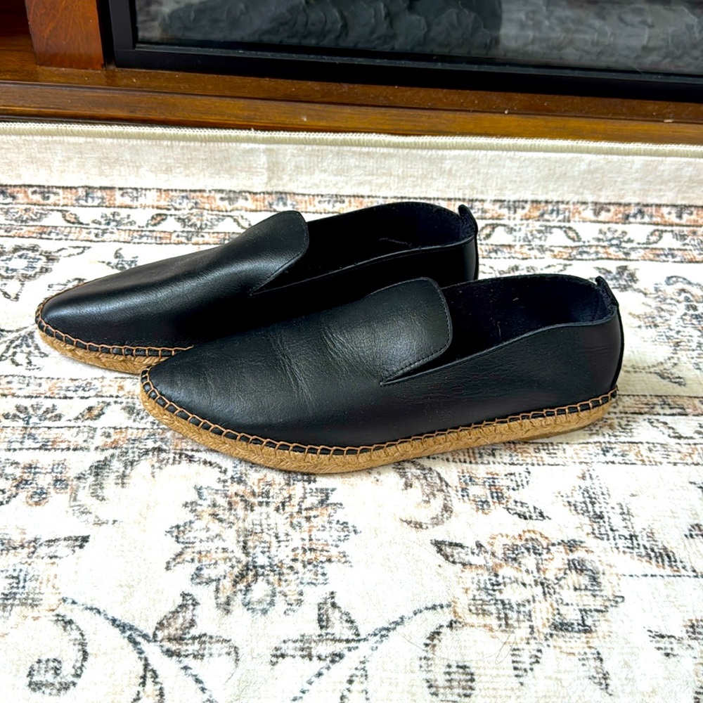 Black Leather Espadrille